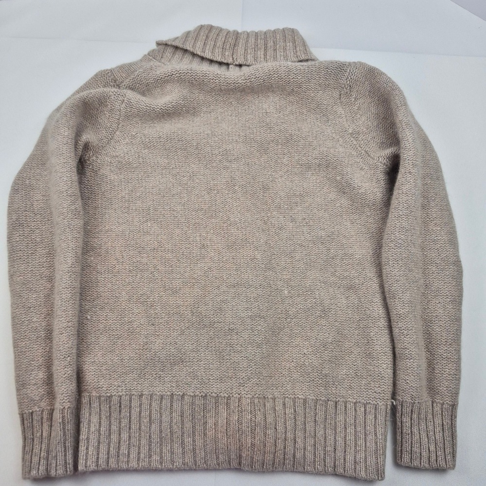 Eddie Bauer Cable Knit Angora Blend Cardigan Sweater Shawl Collar M Beige - Picture 4 of 13